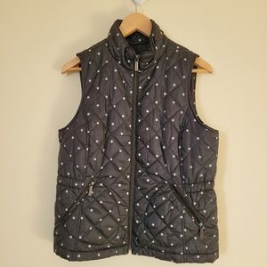 Talbots quilted white and black polka dot vest Medium Petite